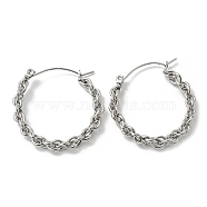 304 Stainless Steel Hoop Earrings, Mesh Chains Shape, Stainless Steel Color, 30.5x4.5x29mm(EJEW-K269-12G)