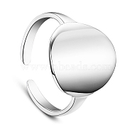 SHEGRACE Simple Design Rhodium Plated 925 Sterling Silver Cuff Rings, Open Rings, with Disc, Platinum, 18mm(JR329A)