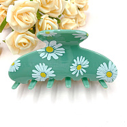 Daisy Pattern Acrylic Large Claw Hair Clips, for Girl Women Thick Hair, Turquoise, 93mm(PW23031309296)