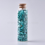 Glass Wishing Bottle, For Pendant Decoration, with Synthetic Turquoise Chip Beads Inside and Cork Stopper, 22x71mm(DJEW-L013-A18)