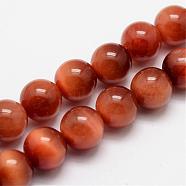 Natural Sun Tiger Eye Bead Strands, Round, Dyed & Heated, FireBrick, 8mm, Hole: 1mm, about 49pcs/strand, 15.4 inch(G-O155-01A-8mm)