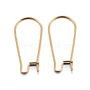 304 Stainless Steel Hoop Earrings, Golden, 21 Gauge, 20x11x0.7mm, Pin: 0.7mm(X-STAS-P223-01G-01)