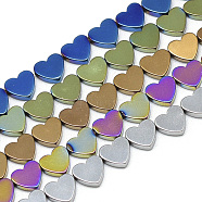 Electroplate Non-magnetic Synthetic Hematite Beads Strands, Heart, Mixed Color, 6x5.5x2mm, Hole: 0.5mm, about 68pcs/strand, 15.7 inch(G-T057-13)