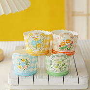 Tartan & Flower Pattern Cupcake Paper Baking Cups, Greaseproof Muffin Liners Holders Baking Wrappers, Mixed Color, 60x60mm, 50pcs/bag(BAKE-PW0010-15)