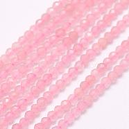 Natural Rose Quartz Beads Strands, Faceted, Round, 2~2.5mm, Hole: 0.5mm, about 165pcs/strand, 15.7 inch(40cm)(G-F509-28-2mm)