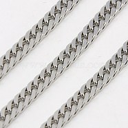 3.28 Feet 304 Stainless Steel Double Link Chains, Unwelded, Faceted, Stainless Steel Color, 3x1.5mm(X-CHS-K001-23-3mm)
