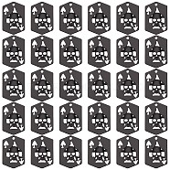 30Pcs Alloy Pendents, Playing Cards with Skull, Electrophoresis Black, 33x22x3mm, Hole: 2mm, 30pcs(PALLOY-SC0004-10)
