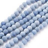 Natural Blue Aventurine Round Bead Strands, 6mm, Hole: 1mm, about 58~60pcs/Strand, 15 inch(38.1cm)(G-M248-6mm-01B)
