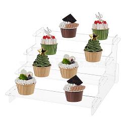 4-Tier Acrylic Model Toy Assembled Organizer Holders, Action Figure Rectangle Display Risers, Clear, Finish Product: 20x19.5x12cm, about 7pcs/set(ODIS-WH0026-08A)