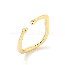 Brass Open Cuff Ring Components, with Loop, Golden, 2~2.5mm, Inner Diameter: 17mm(KK-G518-06G-02)