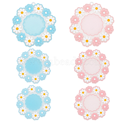 6Pcs 4 Colors Silicone Hot Pads Heat Resistant, Cup Mat, for Hot Dishes Heat Insulation Pad Kitchen Tool, Flower, Mixed Color, 100~154x3.5~4mm, 6pcs/set(AJEW-FH0002-13)