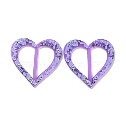 Printed Acrylic Pendants, Heart with Flower & Dog, Purple, 37x37.5x2.5mm, Hole: 1.4mm(FIND-E020-06D)