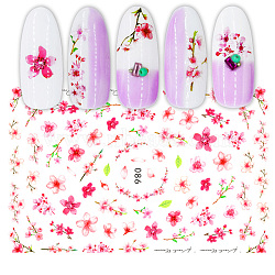 (Holiday Stock-Up Sale)Nail Art Stickers, Self-adhesive, For Nail Tips Decorations, Flower, Deep Pink, 10.5x7cm(X-MRMJ-Q080-EB086)