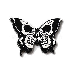 Printed Halloween Themed Acrylic Pendants, Skull, Black, 37x27x3mm, Hole: 1.8mm(X-OACR-L018-12C)