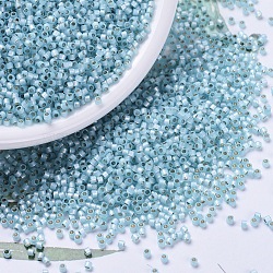 MIYUKI Delica Beads, Cylinder, Japanese Seed Beads, 11/0, (DB0628) Dyed Aqua Silver Lined Alabaster, 1.3x1.6mm, Hole: 0.8mm, about 2000pcs/10g(X-SEED-J020-DB0628)