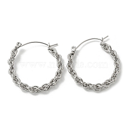 Non-Tarnish 304 Stainless Steel Hoop Earrings, Mesh Chains Shape, Stainless Steel Color, 30.5x4.5x29mm(EJEW-K269-12G)