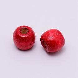 Wooden Beads, Large Hole Beads, Rondelle, Red, 11x12mm, Hole: 5.5mm, 200pcs/bag(WOOD-TAC0008-05)