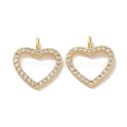 Brass Micro Pave Clear Cubic Zirconia Charms, Heart, Real 18K Gold Plated, 18x16x2mm, Hole: 2x2.2mm(KK-E098-08G)