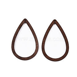 Natural Poplar Wood Big Pendants, Dyed, Teardrop, Saddle Brown, 58.5x36x2mm, Hole: 2mm(WOOD-N016-37)