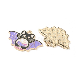 Alloy Enamel Pendants, Light Gold, Bat Pattern, 20x28.5x1.5mm, Hole: 2mm(ENAM-CJC0011-71A-LG)