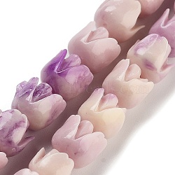 Synthetic Shell Beads Strands, Dyed, Rose Flower, Lilac, 7x6mm, Hole: 1.2mm, about 50pcs/strand, 12.40''(31.5cm)(CORA-B001-05A-01)