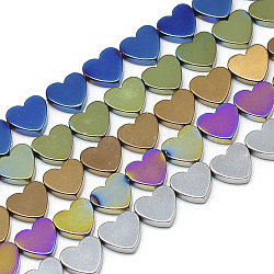 Electroplate Non-magnetic Synthetic Hematite Beads Strands, Heart, Mixed Color, 6x5.5x2mm, Hole: 0.5mm, about 68pcs/strand, 15.7 inch(G-T057-13)