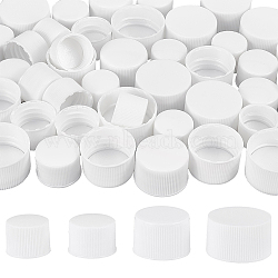 56Pcs 4 Style Plastic Screw-On Caps, Bottle Jug Storage Cap Lids, Flat Round, White, 20~30.5x15~17mm, Inner Diameter: 18~28mm, 14pcs/style(AJEW-BC0003-85A)