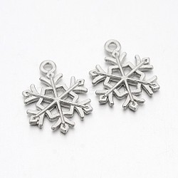 Tibetan Style Alloy Pendants, Lead Free & Cadmium Free, Snowflake, for Christmas, Platinum, 21x16x2mm, Hole: 2mm(TIBEP-GC114-P-RS)