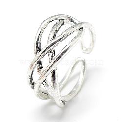 Adjustable Alloy Cuff Finger Rings, Size 6, Antique Silver, 16mm(RJEW-S038-029)