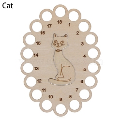 Wooden Embroidery Thread Plate, Cross Stitch Threading Board Tools, Oval, Cat Shape, 15x10.6cm(PW-WG93817-03)