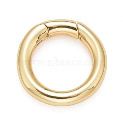 Rack Plating Brass Spring Gate Rings, Cadmium Free & Nickel Free & Lead Free, Long-Lasting Plated, Round Ring, Real 18K Gold Plated, 14.5x2.5mm(KK-M229-48G)