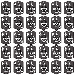 30Pcs Alloy Pendents, Playing Cards with Skull, Electrophoresis Black, 33x22x3mm, Hole: 2mm, 30pcs(PALLOY-SC0004-10)