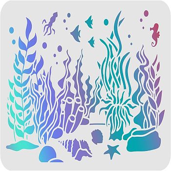 Large Plastic Reusable Drawing Painting Stencils Templates, for Painting on Scrapbook Fabric Tiles Floor Furniture Wood, Rectangle, Ocean Themed Pattern, 297x210mm