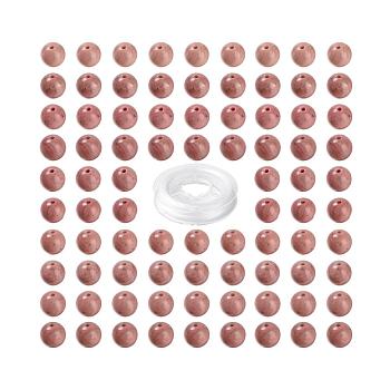100Pcs 8mm Grade AAA Natural Rhodonite Round Beads, with 10m Elastic Crystal Thread, for DIY Stretch Bracelets Making Kits, 8mm, Hole: 0.8mm