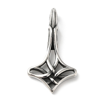 304 Stainless Steel Manual Polishing Pendants, Thor's Hammer, Antique Silver, 39x22x10.5mm, Hole: 4.5x9mm