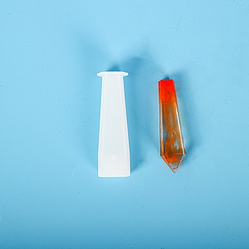 Pendulum Crystal Silicone Molds, Quartz Crystals Pendants Molds, For UV Resin, Epoxy Resin Jewelry MakingMaking, White, 2.2x1.5x7.3cm, Inner Diameter: 1x1.1cm