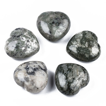 Natural Peace Jade Healing Stones, Heart Love Stones, Pocket Palm Stones for Reiki Balancing, 29~30x30~31x12~15mm