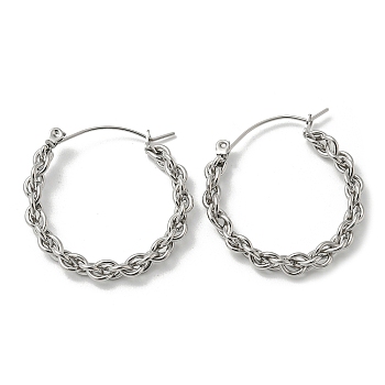 304 Stainless Steel Hoop Earrings, Mesh Chains Shape, Stainless Steel Color, 30.5x4.5x29mm