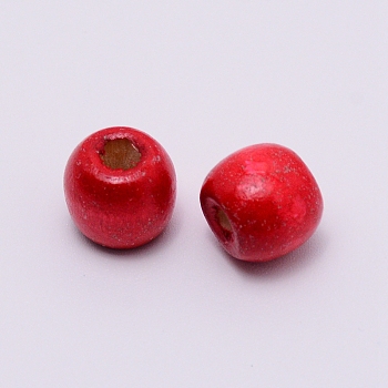 Wooden Beads, Large Hole Beads, Rondelle, Red, 11x12mm, Hole: 5.5mm, 200pcs/bag