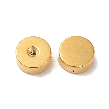 304 Stainless Steel Ear Nuts, Safety Screw Flat Round Earring Backs, Real 18K Gold Plated, 5x2mm, Hole: 0.8mm