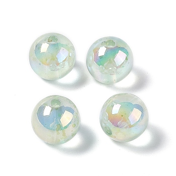 Transparent Acrylic Beads, AB Color, Round, Light Green, 13.5mm, Hole: 2.6mm