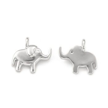 Eco-Friendly Brass Micro Pave Cubic Zirconia Pendants, Lead Free & Cadmium Free, Long-Lasting Plated, Elephant Charm, Real Platinum Plated, 15x16x5.5mm, Hole: 3mm