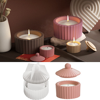 Stripe DIY Candle Cup Silicone Molds, Storage Box Molds, Resin Plaster Cement Casting Molds, Clear, 8.3x4.2cm, Inner Diameter: 5.8cm