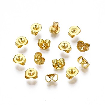 Ion Plating(IP) 304 Stainless Steel Ear Nuts, Butterfly Earring Backs for Post Earrings, Golden, 5x4.5x3mm, Hole: 0.8mm