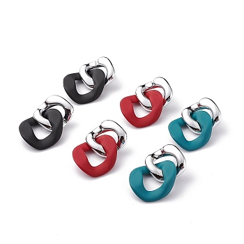 Acrylic Stud Earrings, with Steel Pin, Twist Oval, Silver, 49mm, Pin: 0.7mm, 3pairs/set