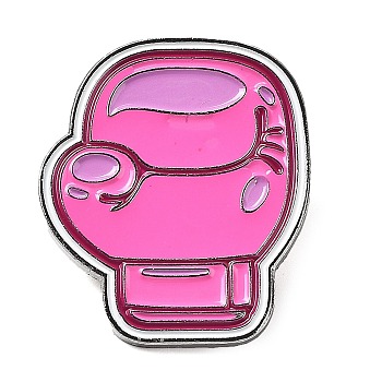 Pink Series Enamel Pin, Platinum Zinc Alloy Brooch for Women, Gloves, 28.5x26.5x1.5mm