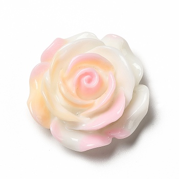 Gradient Color Opaque Resin Cabochons, Flower, Misty Rose, 28x28x12mm