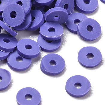 Handmade Polymer Clay Beads, for DIY Jewelry Crafts Supplies, Disc/Flat Round, Heishi Beads, Medium Slate Blue, 8x1mm, Hole: 2mm, about 13000pcs/1000g