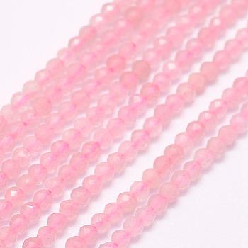 Natural Rose Quartz Beads Strands, Faceted, Round, 2~2.5mm, Hole: 0.5mm, about 165pcs/strand, 15.7 inch(40cm)