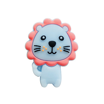 Lion Silicone Beads, DIY Nursing Necklaces and Bracelets Making, Chewing Pendants For Teethers, Light Sky Blue, 24x31x7.5mm, Hole: 2mm